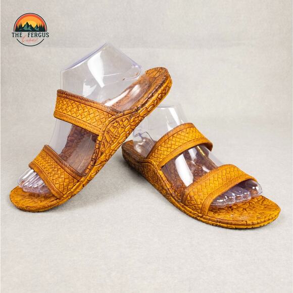 J-Slips Hawaii Slide Comfort Sandals Brown Slip On Unisex Size W9 M7.5 - Picture 7 of 9